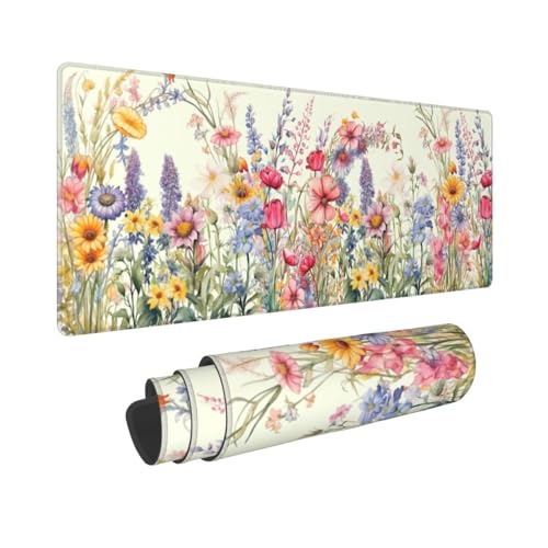 Flower Mouse Pad XL Large Mousepad Non Slip Rubber Base Desk Mat for Laptop Computer Gaming 31.5" X 12" - color: Flower