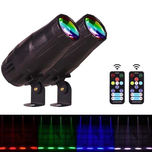 LED Pinspot Light,Stage Spotlight Mini 15W RGBW Disco Ball Spot Lights 4 in 1 Stage Lighting Mirror Ball Light with Remote Control for DJ Disco Party Bar Club Wedding (2, Black)