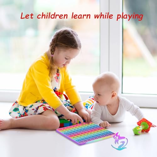 Math operations1-100 Number Learning Pop Fidget Toy, Rainbow Colors, Large Square Math Educational Sensory Game - color: 1-100 Number Learning