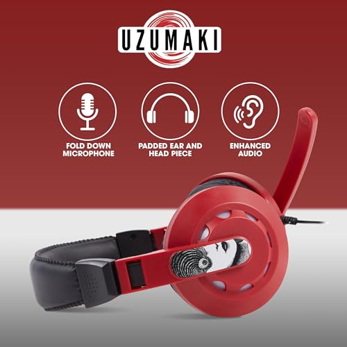 Uzumaki Gaming Headset with Mic, Wired Headphones, Microphone, LED Lights | Uzumaki wired gaming headset, mic, LED lights, padded over-ear comfort, enhanced audio, PC gaming setup. - color: Uzumaki