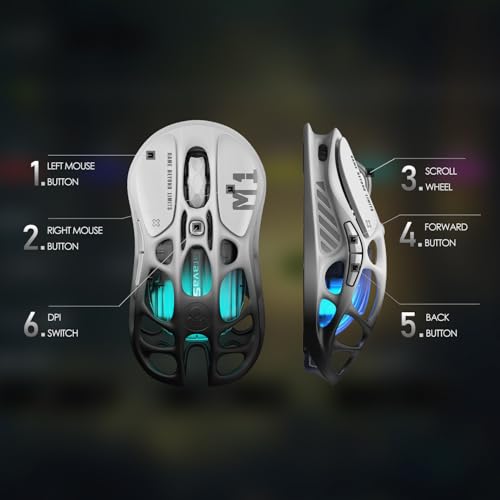 GravaStar Mercury M1 Pro Tri-Mode Wireless Gaming Mouse | Magnesium Alloy • Ergonomic Comfort • PAW3395 Sensor • 200H Battery • 5 Programmable Buttons - color: Gradient Black