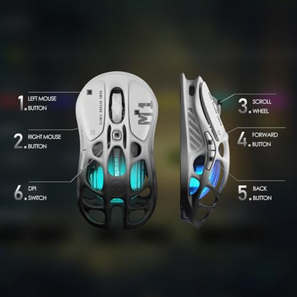 GravaStar Mercury M1 Pro Tri-Mode Wireless Gaming Mouse | Magnesium Alloy • Ergonomic Comfort • PAW3395 Sensor • 200H Battery • 5 Programmable Buttons - color: Gradient Black
