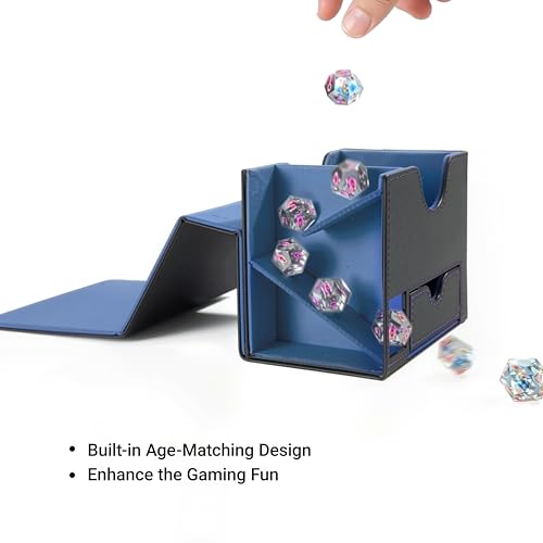 Commander Deck Box for MTG with Dice Tray - Card Deck Box Fits 100 Double-Sleeved Cards & 35PT Card Brick with Commander Display & Magnetic Holder for TCG/CCG Games-Black/Blue - color: Black Blue