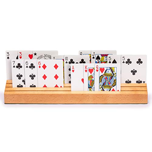 Yellow Mountain Imports Extra-Wide Solid Beechwood Playing Card Holders - Set of 2 - size: 13.8”