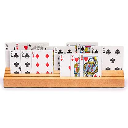 Yellow Mountain Imports Extra-Wide Solid Beechwood Playing Card Holders - Set of 2 - size: 13.8”