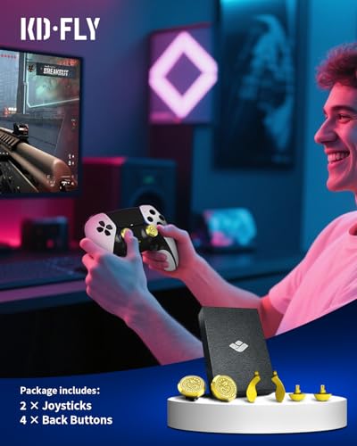 KD.FLY Metal Thumbsticks & Back Paddles for PS5 Edge Controller Joystick Replacement, Custom Analog Thumb Sticks Caps for PS5 Dual Sense Edge Stick Module, 2 Joystick, 4 Back Buttons, Golden Dragon - color: Golden Dragon