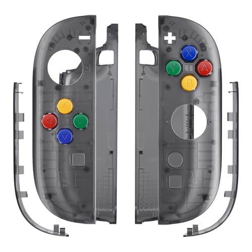 eXtremeRate DIY Replacement Shell Buttons for Joycon 2, Housing Faceplate Case + Decorative Strips + ABXY Direction Keys + Tools for Nintendo Switch 2 Controller - Essence Version - Clear Slate Black - color: Clear Slate Black