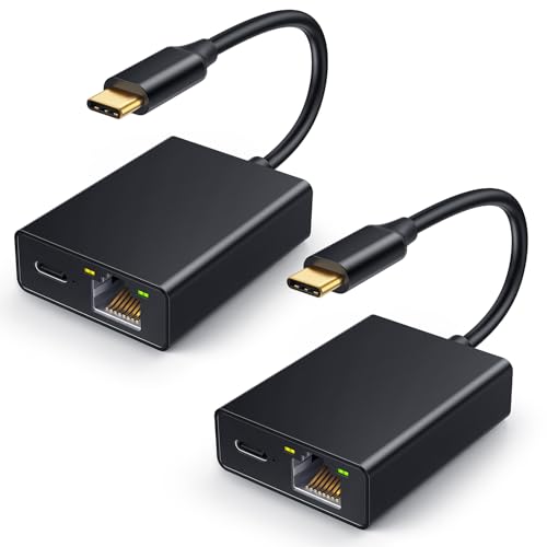 ELECTOP Ethernet Adapter for Chromecast with Google TV, USB Type C to RJ45 Ethernet Network Adapter Compatible with Chromecast HD/4K and More Streaming TV Sticks, 2 Pack - color: Black 100 Mbps USB Type C Ethernet Adapter 2 Pack
