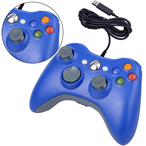 ONE250 USB Wired Game Pad Controller, Compatible with Xbox 360, Xbox 360 Slim, Windows PC - Replacement USB Wired Gamepad (Blue) - color: Blue
