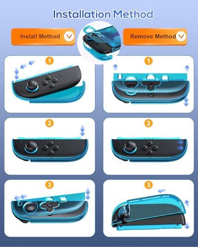 FYOUNG Protective Case for Nintendo Switch 2, Slim Hard Shell Accessories | Switch 2 Cute Case, Scratch&Shock Protection Cover with Screen Protector, 8 Thumb Grip (Translucent Blue, Switch 2 7.9inch) - color: Translucent Blue