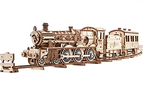 UGEARS Harry Potter Hogwarts Express 3D Puzzles for Adults to Build - Model Kits for Building Model Train Set - 3D Wooden Puzzle Includes Train, Tracks, Tender, Carriage and 3 Figurines - style: Hogwarts Express