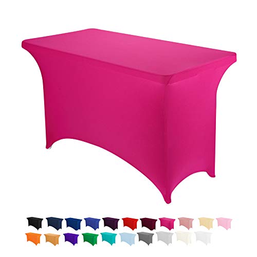 Peomeise 4FT Spandex Table Cover Rectangular Stretch Spandex Tablecloth (Fuchsia,4FT) - color: Fuchsia, size: 48" x 30" (Rectangle)