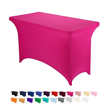 Peomeise 4FT Spandex Table Cover Rectangular Stretch Spandex Tablecloth (Fuchsia,4FT) - color: Fuchsia, size: 48" x 30" (Rectangle)