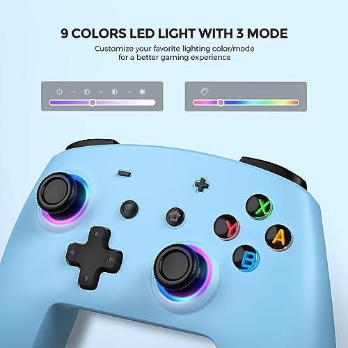 ECHTPower Switch 2 Pro Controller with Hall Effect Joysticks, One-Key Wake-Up for Switch 2, Wireless Controller for Switch 2/Switch/Lite/OLED, Turbo Button, 4 Back Buttons, RGB Lighting, 3.5mm Jack, Dual Vibration, 6-Axis Gyro - color: Blue