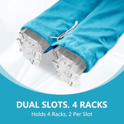 FUYIHGL® 2PCS Mahjong Rack with Pusher Storage Bag: 2 Compartments Fits 4 American Mah Jongg Racks Pushers - Blue Soft Velvet Sleeve with Drawstring - Travel Mah Jongg Accessories and Gifts - color: Blue | 2pcs