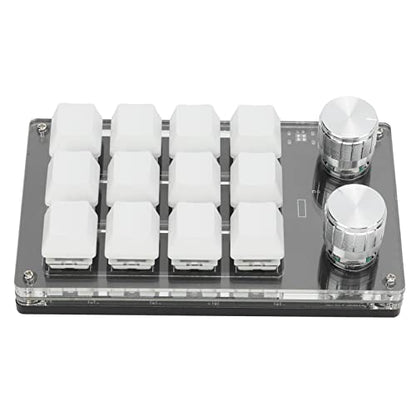 Ejoyous Macro Keyboard, One Handed Macro Mechanical Gaming Keypad 12 Key Programmable Keyboard with Knob for Office Games Compatible with Vista (Black White) - color: White