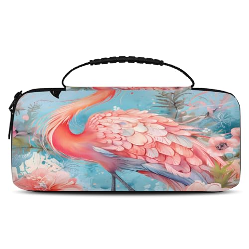 Adornori Floral Flamingo Carry Case Compatible with Nintendo Switch 2, with 20 Games Cartridges, Portable Travel Carrying Case Pouch for Accessories & Game Cards - color: Multicolor 18