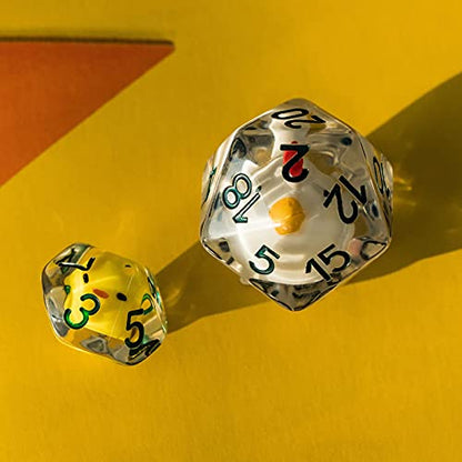 Cusdie 8-Die DND Dice, Polyhedral Dice Set Filled with Animal, Animal Dice Set for Role Playing Game D&D Dice (8Pcs Yellow Chicken) - color: 8pcs Yellow Chicken