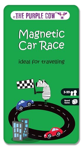 The Purple Cow Magnetic Travel Car Race Game - Airplane Games & Quiet Games. Game Box for Kids & Adults. Fun Game Where You Get to Race Each Other Around A Track - color: Car Race