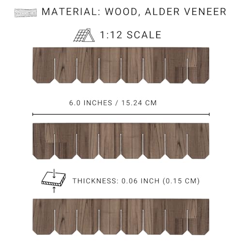Miniature Roof Shingle Strips for 1:12 Scale Dollhouse Roofing | Set of 25 strips, REDUCIO! - color: Creamy Gray