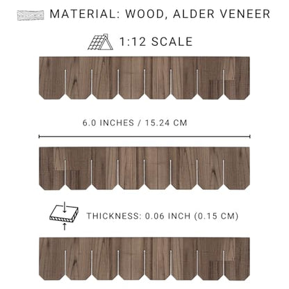 Miniature Roof Shingle Strips for 1:12 Scale Dollhouse Roofing | Set of 25 strips, REDUCIO! - color: Creamy Gray