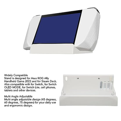 Handheld Game Console Stand, Three Level Adjustable tilt Angle White PC Material with Heat Dissipation Holes Suitable for PC Device Game Consoles and Handheld Devices