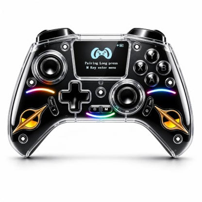 Morostron Wireless Controller for PC and Steam Games, Switch/Switch 2/iOS/Android Compatible, Interactive Screen, Hall Sticks, RGB, 1200mAh, Black - color: Black