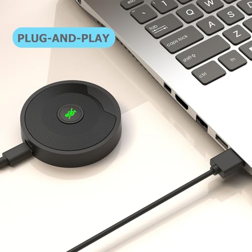 USB Microphone for PC, Computer Mic with Mute Button, Plug & Play | Noise Cancelling, 360° Omnidirectional Pickup, Conference Calls, Video Conference, Laptop, USB Connector,Table Mic