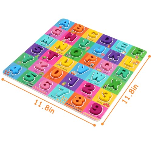 Wooden Alphabet Puzzles Ages 3-5, Alphabet and Number Puzzle with ABC Learning for Kids Ages 3 4 5, Preschool Learning Toys with Chunky ABC Puzzle Board for Girls Boys Kindergarten - color: Large Single Pack
