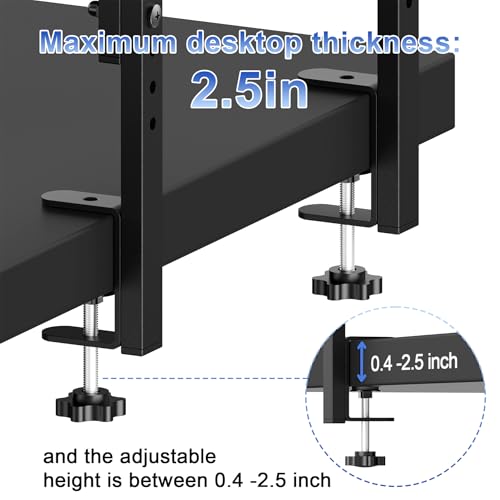 2-Tier Desk Shelf | Desk Organization Expandable Clamp on Desk Shelf Desktop Accessories for Offices and Game Rooms (Wood) - color: Wood