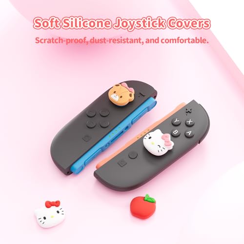 Kuitmor Thumb Grip Caps Compatible with Nintendo Switch 2, Silicone Joystick Grip Caps for Switch 2025, 4pcs, Cute Cat Style, White & Red - color: Hello Kitty(White & Red)
