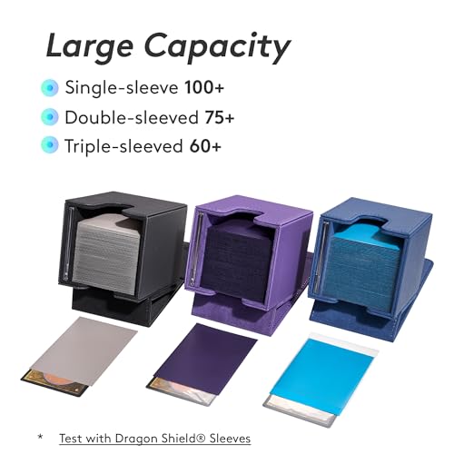 Mage Tech Commander Deck Box Lite - Card Display with Snap Card Holder & Removable Cover, Fits 100+ Single-Sleeved Cards, Ideal for MTG, PTCG, OPCG, SWU & More (Blue) - color: Blue