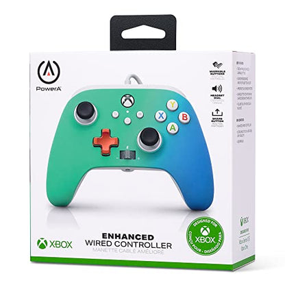 PowerA Enhanced Wired Controller for Xbox Series X|S - Seafoam Fade, gamepad, wired video game controller, gaming controller, Xbox Series X|S, Officially Licensed for Xbox - color: Seafoam Fade