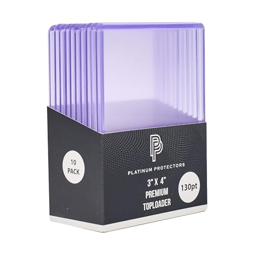 Platinum Protectors 130pt Toploaders Trading Card Protectors (10-Count) - Clear Hard Plastic Top Loader Sleeves for Jersey Patch, Relics, RPA, Autos, etc