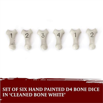 D4 Dice Set - Set of Six 4 Sided Dice - Skull & Bone Themed RPG Dice. Cool & Unique Gift and Compatible with Dungeons & Dragons (DND), D&D, Pathfinder, D and D. (Cleaned Bone White) - color: Cleaned Bone White, style: Six D4