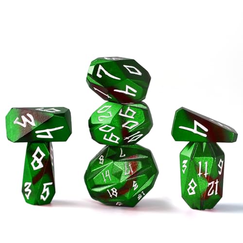 FONVGOGO Metal DND Dice Set for Dungeons and Dragon Dice Collector Gift RPG | Unique Cool Stonehenge Design,Polyhedral D and D Dice for DND Lovers Tabletop Role Playing Games TTRPG, Black Green - color: S Black Green