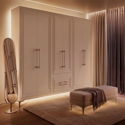 LED Backlight for Wardrobe & Closet, 26.2ft Tunable White LED Strip Lights (2700K-6500K Warm to Cool), Dimmable with App & Remote, Bias Lighting, Standoff Mount Kit (4 Mounting Options) - color: Tunable White, size: Wardrobe & Closet