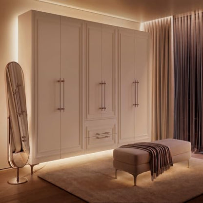 LED Backlight for Wardrobe & Closet, 26.2ft Tunable White LED Strip Lights (2700K-6500K Warm to Cool), Dimmable with App & Remote, Bias Lighting, Standoff Mount Kit (4 Mounting Options) - color: Tunable White, size: Wardrobe & Closet