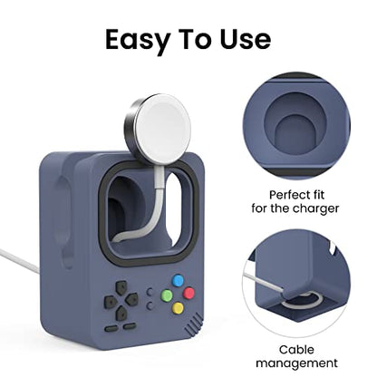 Delidigi Charger Stand (Charger Not Included) Compatible with Apple Watch Ultra 3 2 1, SE 3 2 1, Series 11 10 9 8 7 6 5 4 3 2 1 Silicone Charging Holder Dock - color: Midnight Blue
