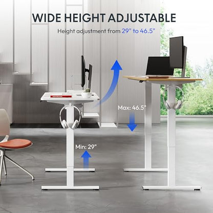 FLEXISPOT Standing Desk Electric Height Adjustable Desk with 40 x 24 Inch Splice Board, Home Office Computer Workstation, White Top + White Frame - color: White, size: 40"x24"