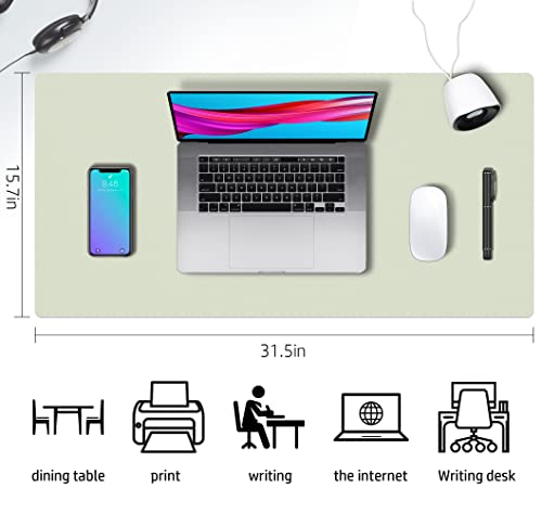 Aothia Double-Sided PU Leather Desk Pad - Non-Slip Large Mouse Pad & Desk Mat for Office, Home - Waterproof, Easy to Clean, Durable Dual-Sided Surface (31.5" x 15.7", Matcha Green) - color: Matcha, size: 31.5" x 15.7"