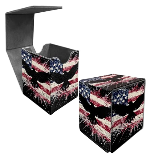 Card Deck Box Trading Cards with Strong Magnet American Flag Eagle Theme Commander Deck Box Card Storage Box Magic Premium Card Storage Box Case Cover for TCG CCG Magic Cards - color: American Flag Eagle, size: B Card Deck Box