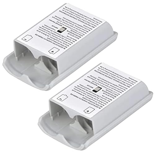 2 Pack Battery Pack Cover for Xbox 360 Wireless Controller, Replacement Battery Pack Cover Shell Case for Xbox360 (White) - color: 2Pcs White