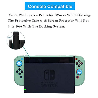 Dockable Case for Nintendo Switch - COMCOOL 3 in 1 Protective Cover Case for Nintendo Switch and Joy-Con Controller with Screen Protector and Thumb grips - Tea Green - color: Tea Green