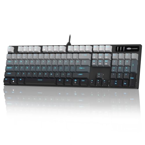MageGee Mechanical Gaming Keyboard, Wired USB Adjustable Backlight Keyboard, New Mechanical Storm 100% Anti-ghosting Keyboard with Blue Switches for Windows PC/MAC Games - color: grey red switch