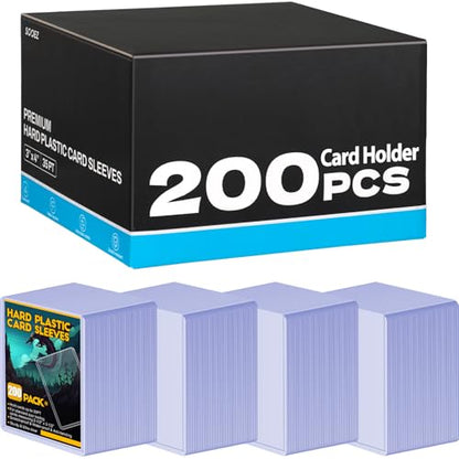 Sooez 200 Card Sleeve Hard Plastic Card Holder for Baseball Card 3"x4" 35PT | for Trading Card, Rigid Card Protector, Penny Sleeves for Collectible Game Cards, Premium Standard Size Sports Football Cards - size: 200 Hard Sleeves