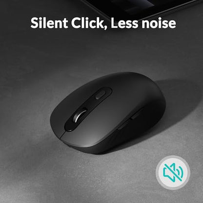 Keychron BM25 Quiet-Click Wireless Mouse, Ergonomic Rechargeable Mice with Tri-Mode, 2.4G/Bluetooth 5.2/Wired, 1000Hz Polling Rate, Adjustable DPI, Programmable for Mac, Windows, Linux - Black - color: Black