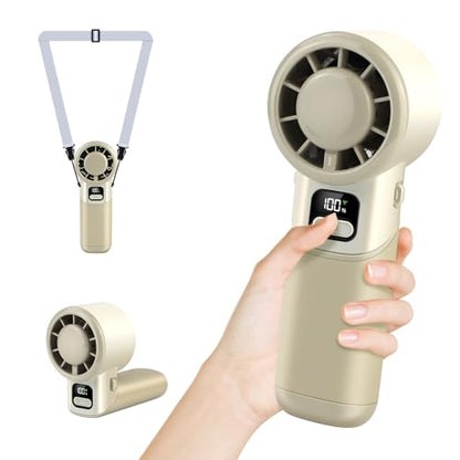 Portable Handheld Fan, 3 in 1 High-Speed Turbo Mini Fans, 3600mAh Rechargeable Personal Fan with LED Display,90°Foldable Small Pocket Fans for Travel/Commute/Outdoor, Gifts for Women Man - style: BG-01
