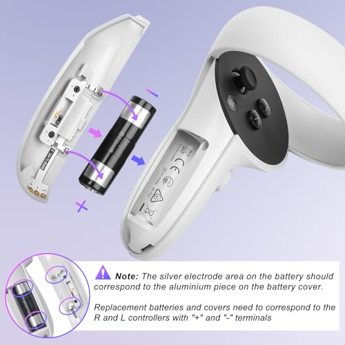 Lampelc Rechargeable AA Controllers Batteries with Controller Covers and VR Headset Magnetic C Connector, Replacement Parts for Quest 2 Charging Dock