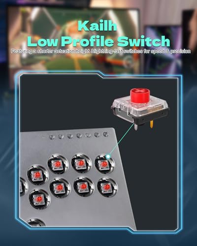 Sehawei All Metal Arcade Stick 13Keys All-Button Controller with Custom RGB & Turbo Functions,Arcade Fighting Stick for PC/Ps3/Ps4/Switch/Steam-Supports SOCD - color: M13 Silvery